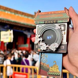 【实拍】沈阳故宫拍立得相机木质冰箱贴木韵花影冰箱贴旅游纪念品
