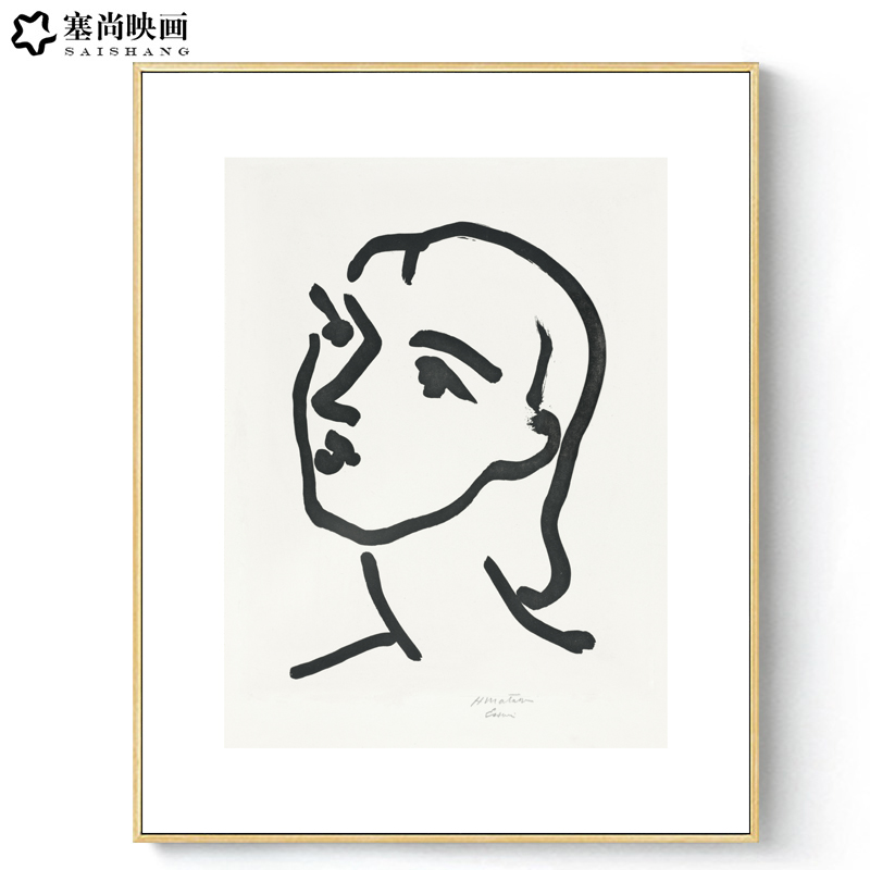 matisse 亨利马蒂斯简约线描人物装饰画黑白极简线条海报人像挂画图片