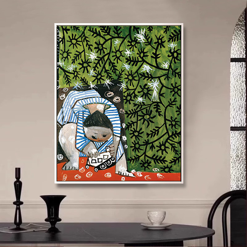 毕加索玩玩具卡车的孩子装饰画