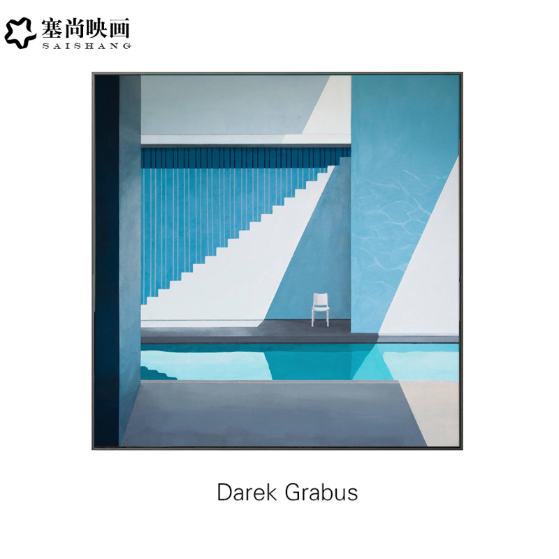 泳池写实风蓝色grabus小众装饰画