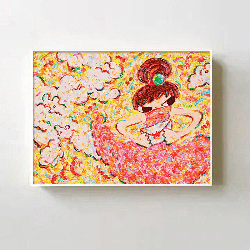 六角彩子缤纷女孩轻奢装饰画