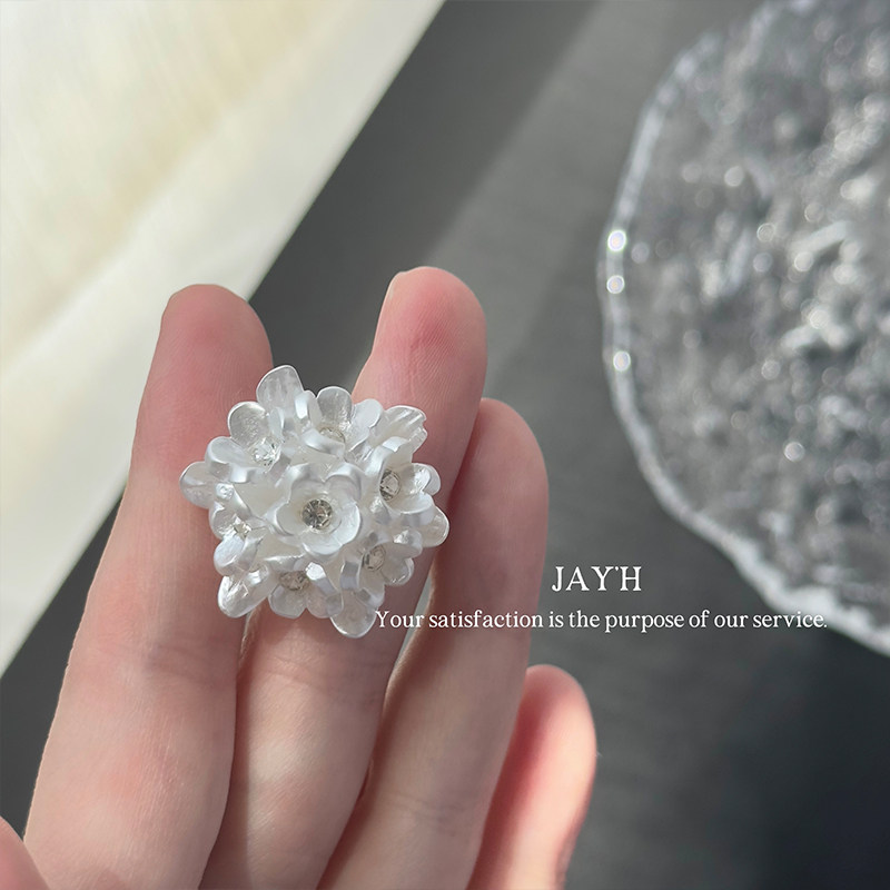 Jay'H 精致珍珠白色花朵纽扣优雅新中式外套旗袍披风大衣马甲扣子