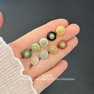 开衫 Jay 花托仿玉石纽扣复古精致小扣子雪纺衬衫 新中式 旗袍扣子