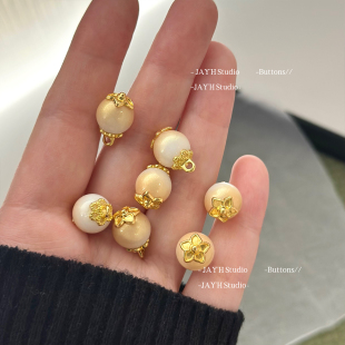 Jay'H 高级感中式旗袍汉服珠扣轻奢复古金色衬衫马甲百搭精致纽扣