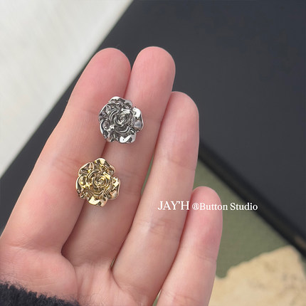Jay'H 高档立体玫瑰花纽扣精致女上衣连衣裙衬衫毛衣开衫金属扣子