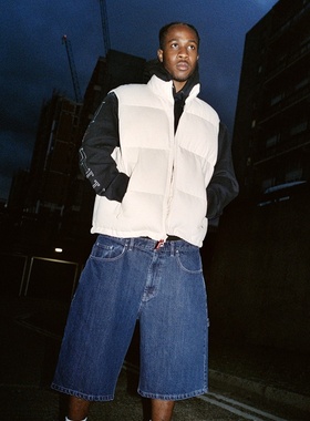 大卫の联名24 WEEK10 DENIM 纯色休闲拉链直筒丹宁牛仔短裤情侣款