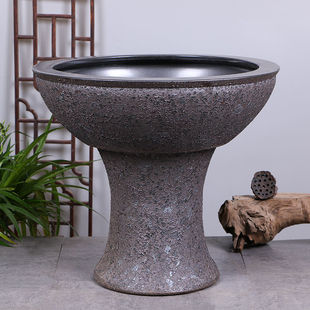 景德镇陶瓷盆落地立柱式鱼缸大号金鱼缸睡莲荷花乌龟缸庭院盆景