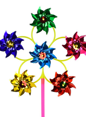 五轮亮片风车儿童DIY风车实验动手玩具风车玩具广场礼品奖励品