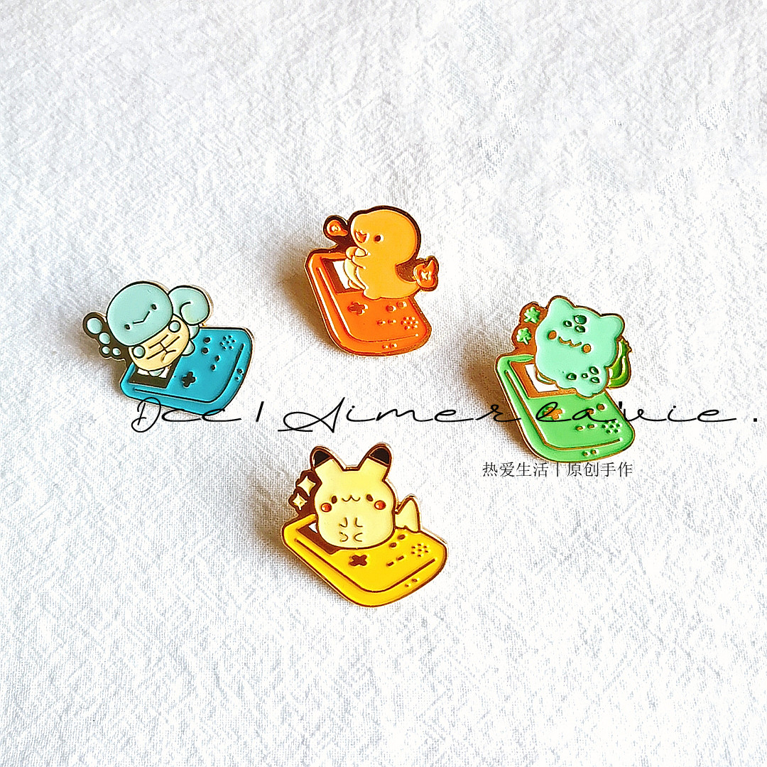 卡通宝可梦口袋妖怪宠物小精灵皮卡丘杰尼龟胸针金属徽章周边配饰