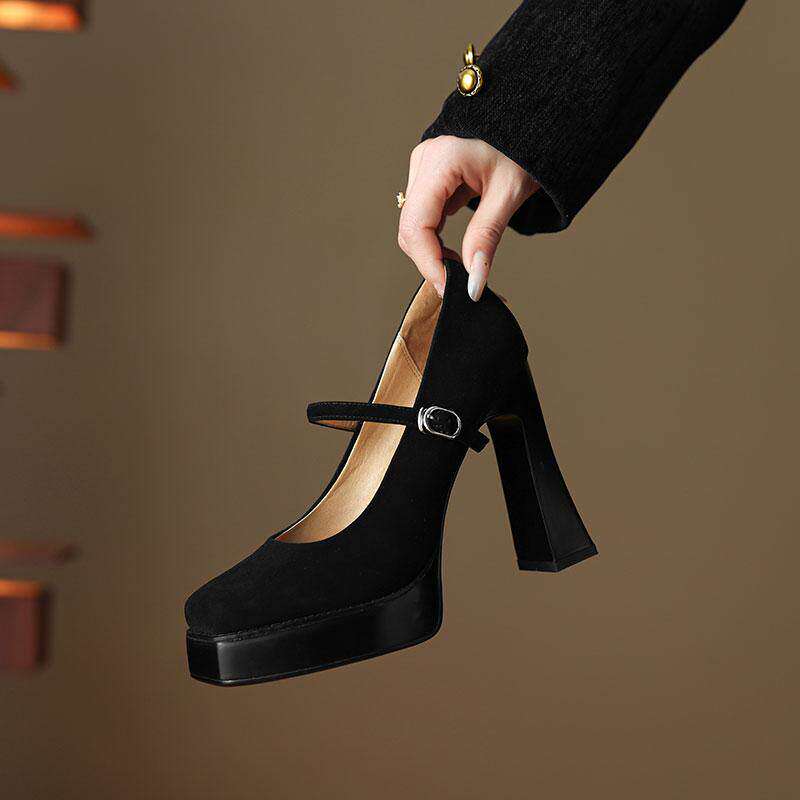 红人鞋防水台超高跟鞋女11cm不累脚法式一字带玛丽珍鞋小个子单鞋