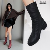 春秋季 大甩卖特惠 真皮靴女短靴2024新款 单靴流行马丁靴厚中跟羊