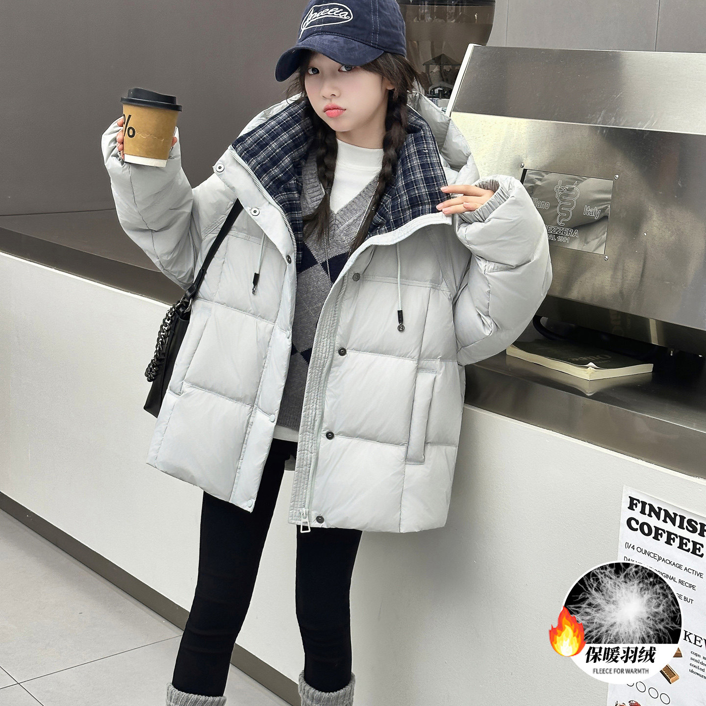 羽绒服女童中大童2025新款加厚童装时髦洋气白鸭绒小女孩冬季外套