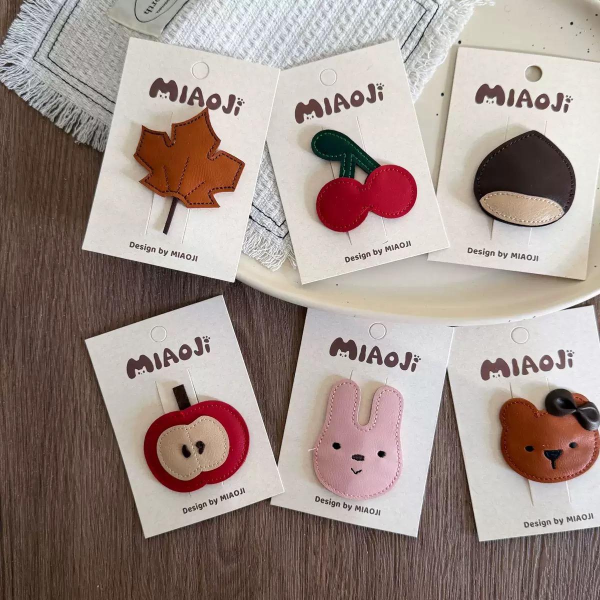 韩系新款ins皮小熊苹果可爱枫叶BB夹儿童发夹兔子创意掰掰夹发饰