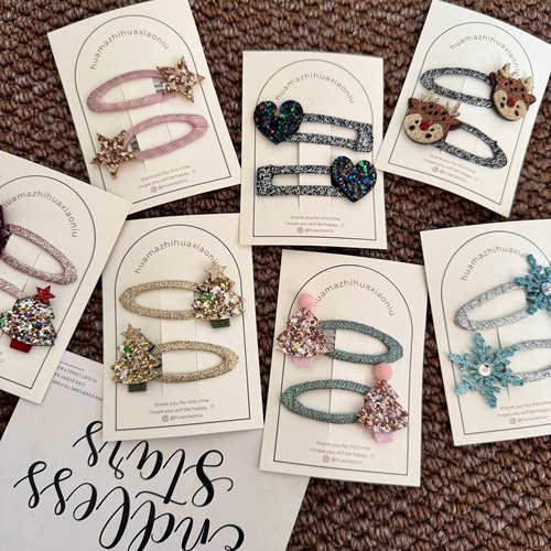 防锈款ins英国同款儿童边夹亮片碎发夹精致刘海夹圣诞节发饰bb夹