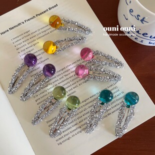 少女水晶球发夹儿童碎发刘海夹碎钻学生可爱侧边bb夹女童发饰