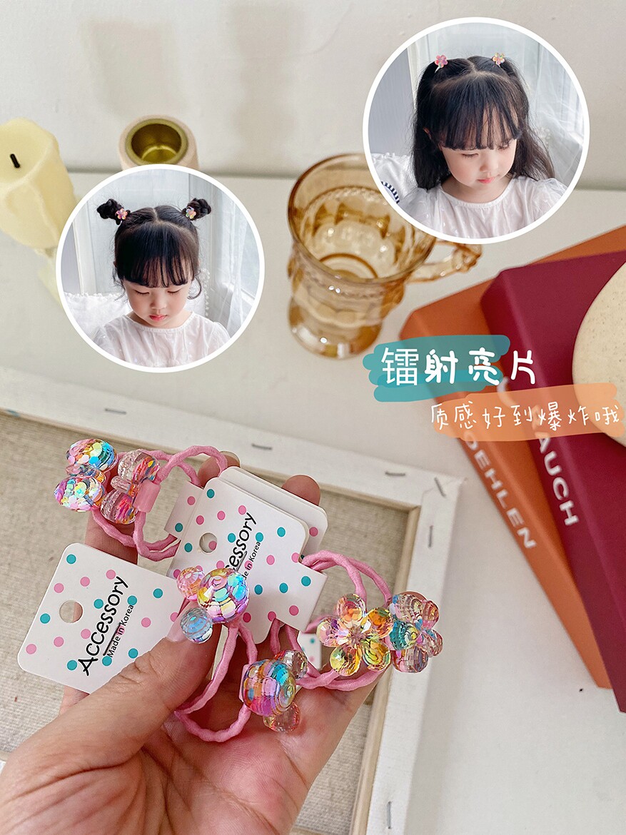 水晶珠小发圈 宝宝精致皮筋闪亮扎辫子头绳儿童发绳可爱皮套