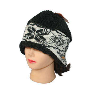 防寒保暖加绒加厚护耳毛线帽