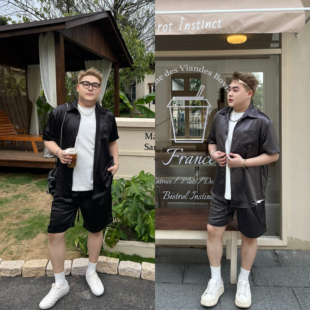 夏新款 男士 休闲短袖 阿胖胖 短裤 套装 衬衫 2026SS轻奢定制大码