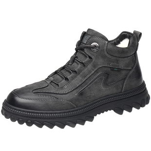 男士棉鞋真皮羊毛加绒加厚高帮休闲棉皮鞋防滑保暖男鞋冬季雪地靴