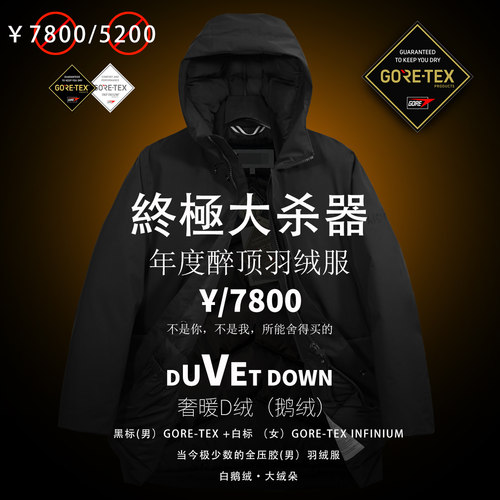 【年度醉顶羽绒服】22125户外冬季男女GTX防风防雨保暖鹅绒羽绒服