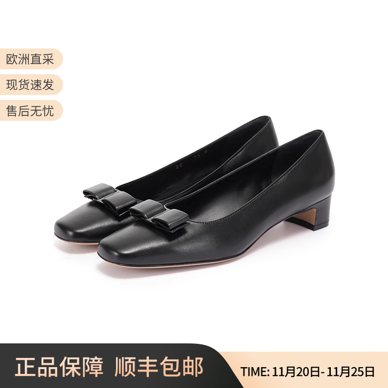 菲拉格慕粗跟皮鞋单鞋高跟鞋