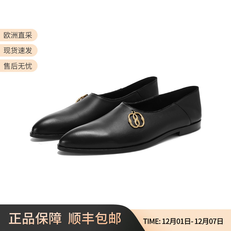 巴利可踩脚乐福鞋平底鞋皮鞋单鞋