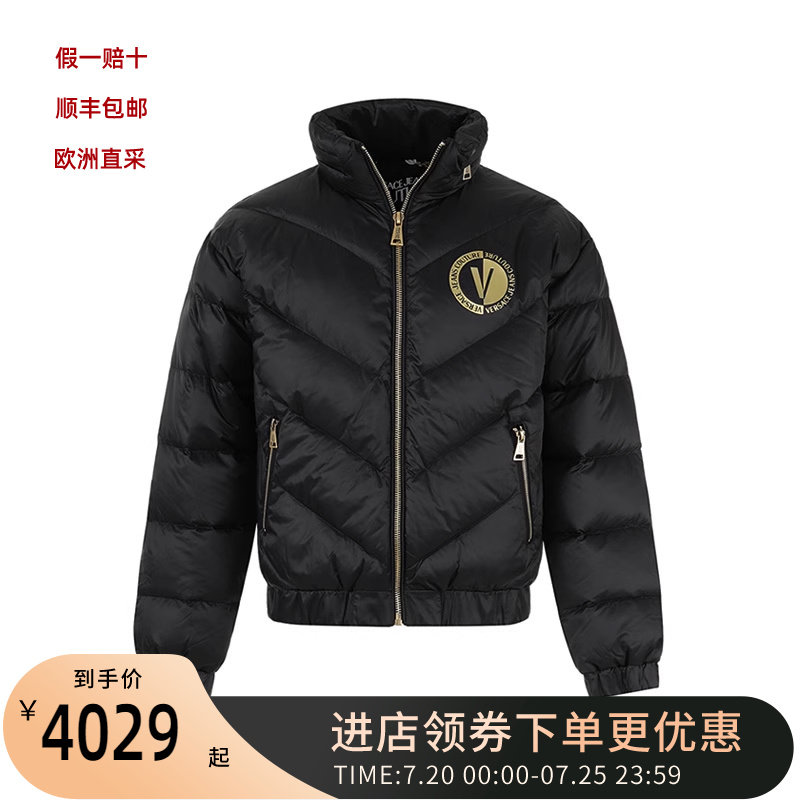 范思哲vjc 男士隐藏式连帽黑金羽绒服夹克男装外套75gaud05 cqn6d