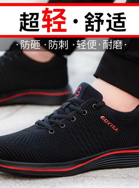 蓝鸥盾劳保鞋男士夏季透气超轻防砸钢包头防刺软底工地功能D9202N