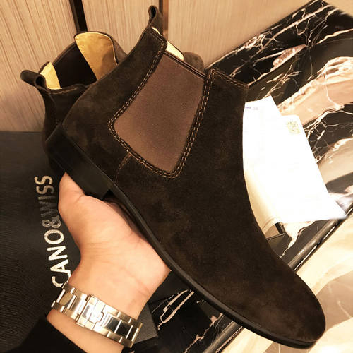 卡诺威士切尔西靴真皮英伦