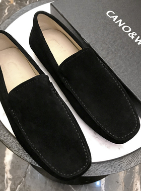 CW2026春季新款豆豆鞋男鞋真皮韩版潮休闲一脚蹬懒人百搭乐福鞋