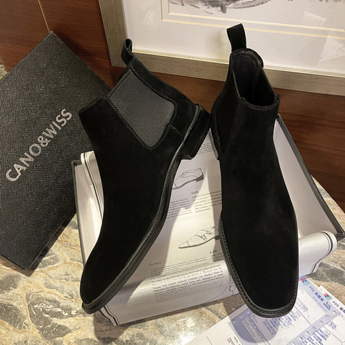 卡诺威士切尔西男真皮牛反绒