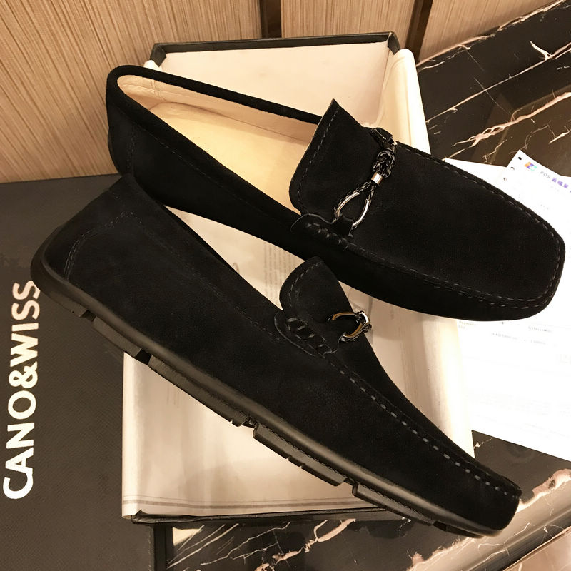 卡诺威士豆豆鞋男真皮马衔扣休闲