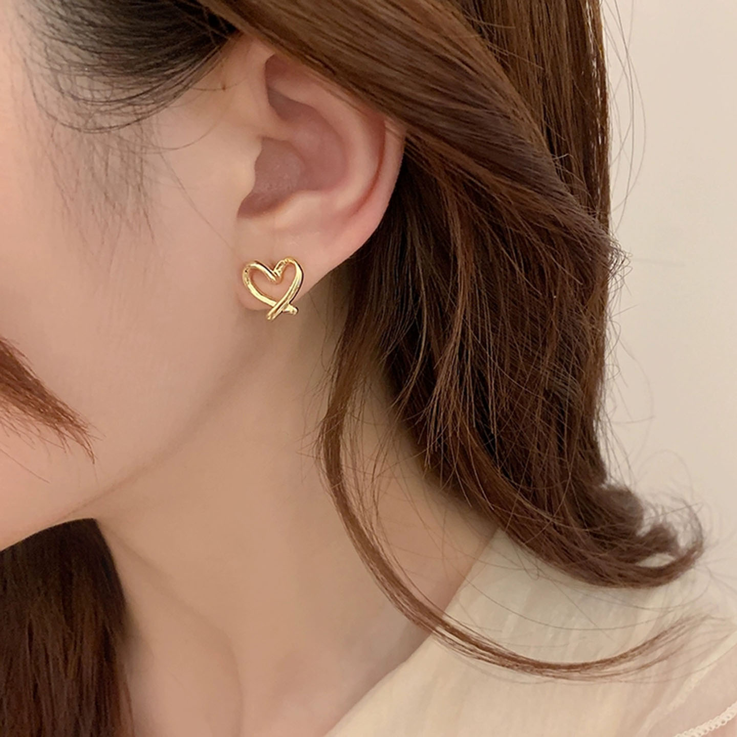 镂空爱心耳钉女小众设计感耳环