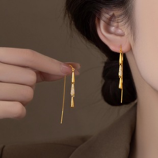 满钻水滴流苏耳线女轻奢高级感复古气质耳环耳坠时尚大气独特耳饰