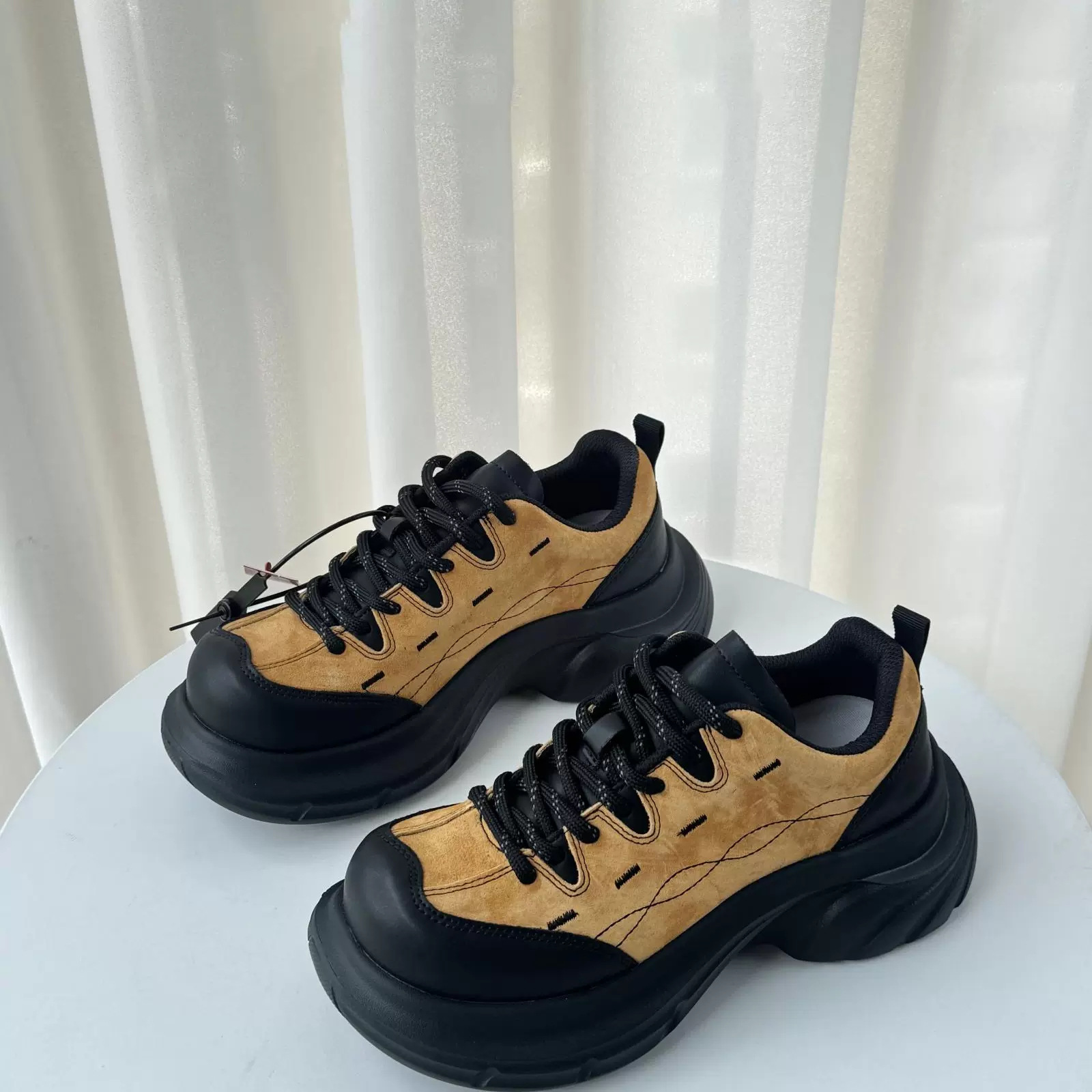 复古大头厚底透气老爹鞋女百搭轻便舒适休闲运动小白鞋