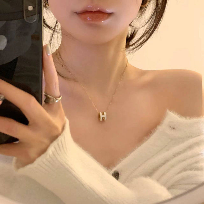 韩版ins潮H字母项链女小众设计感轻奢百搭气质网红锁骨链