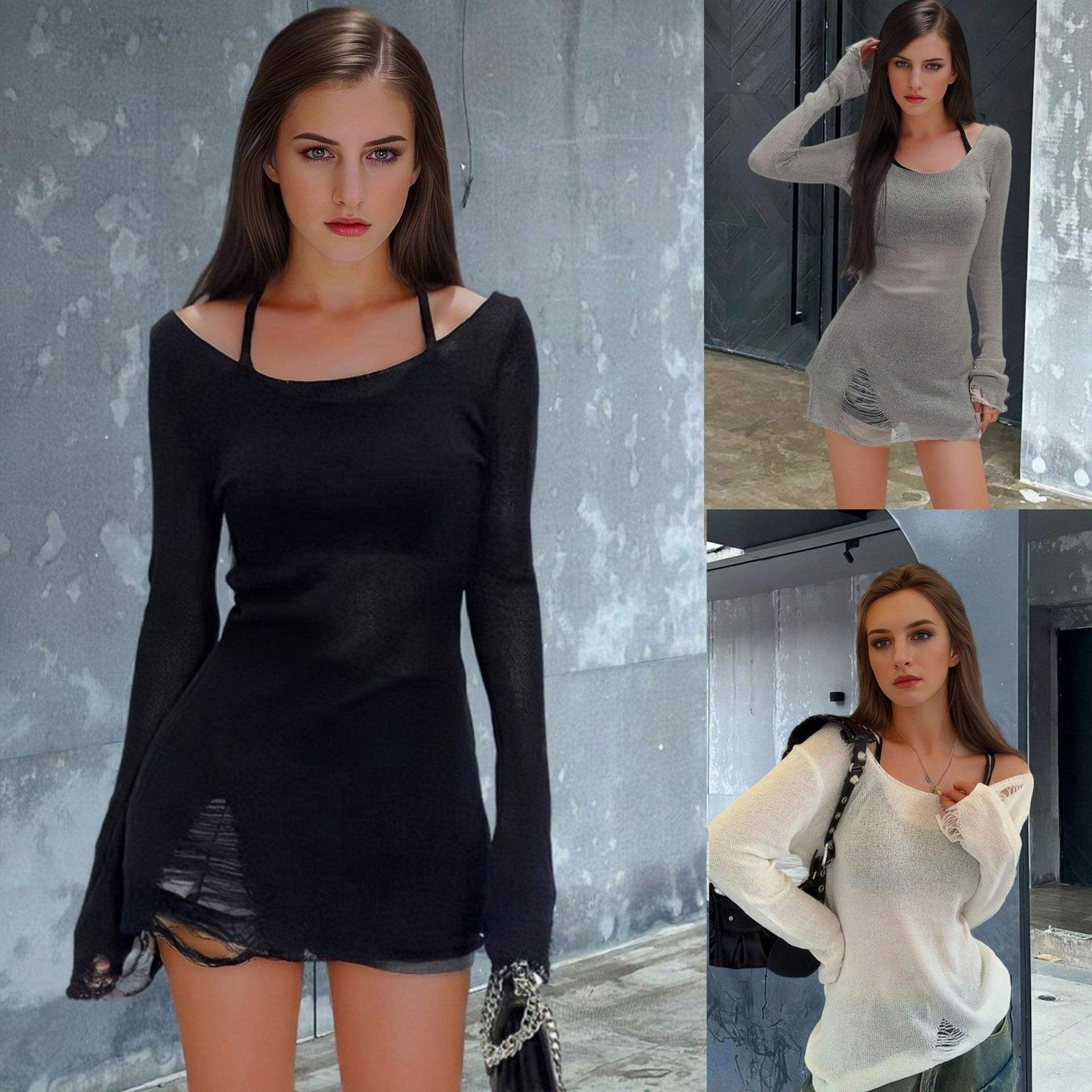 新款春夏长袖修身衫外贸沙滩裙针织罩衫欧美一字领防晒衫女防晒衣