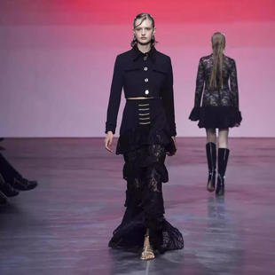 欧美外贸立领长袖外套配蕾丝手工层次感长裙2024秋季女时尚套装