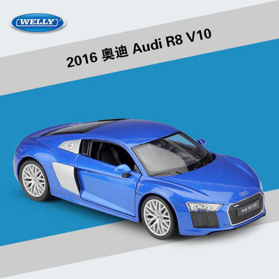 新款 威利1:24奥迪2016Audi R8 V10跑车仿真合金成品汽车模型玩具