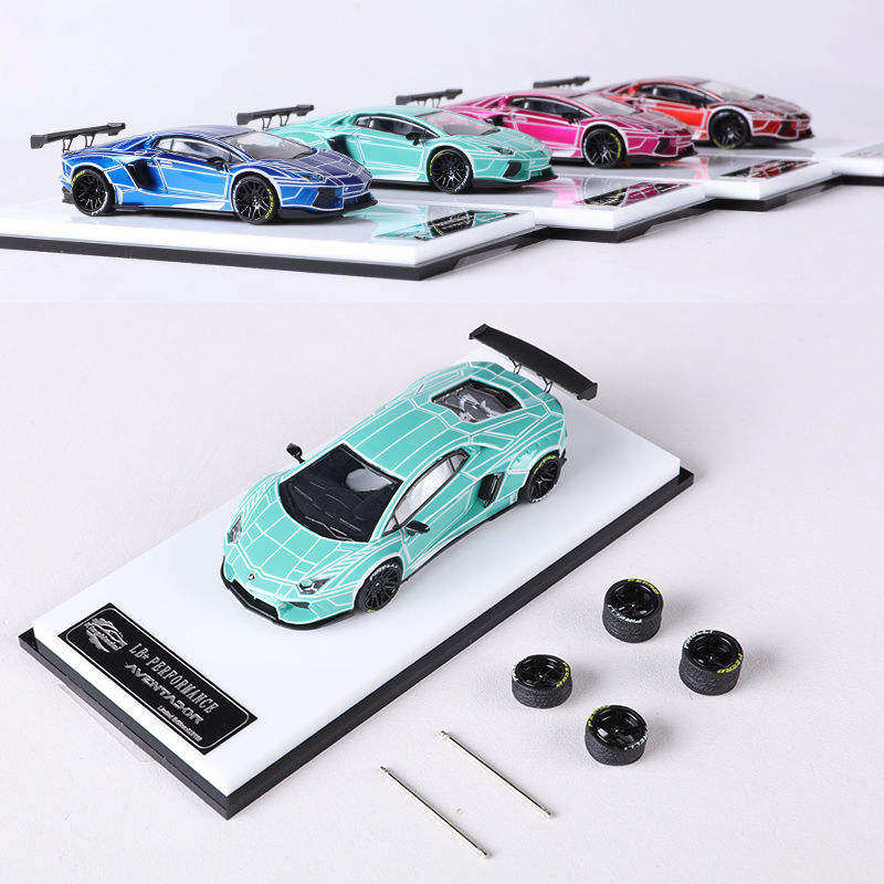 新款 King Model 1:64 兰博LP700埃文塔多夜光爆裂纹合金车模