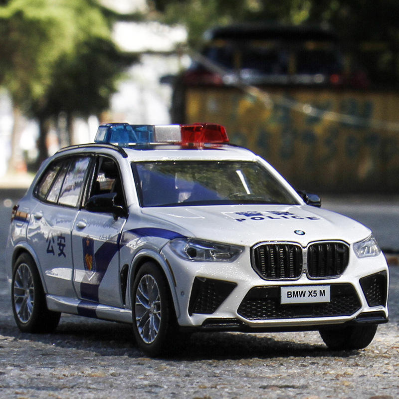 新款 [盒装]仿真1:32X5m警车合金声光模型儿童玩具小汽车