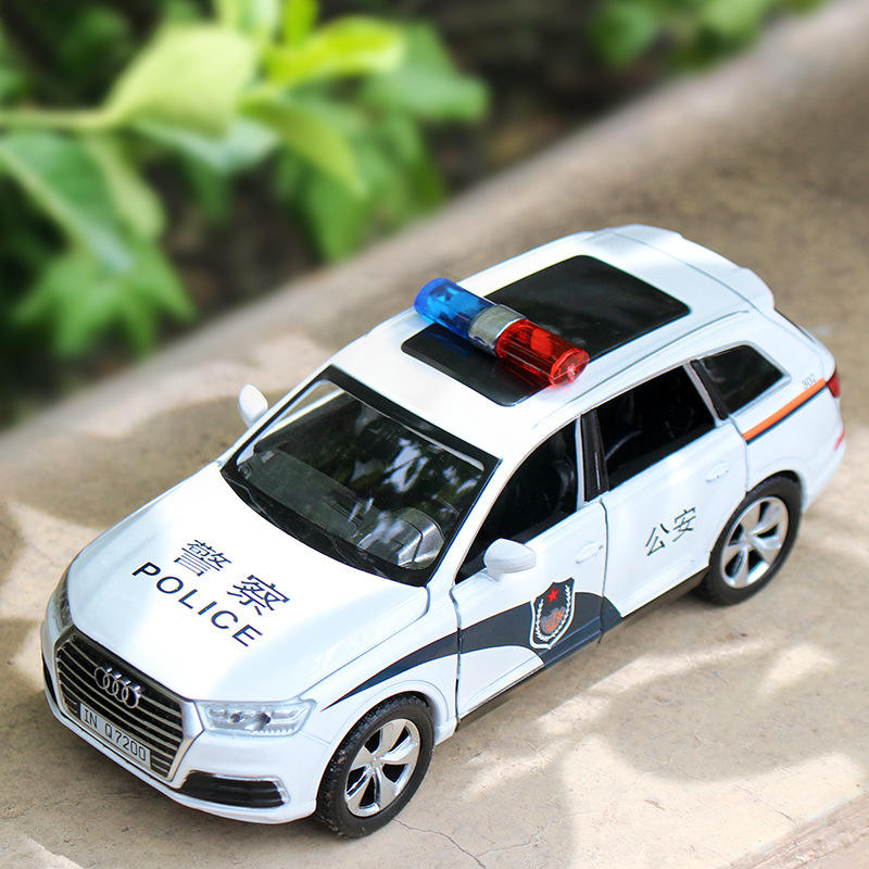 :升辉警车合金汽车模型声光玩具六开越野盒装火车/摩托/汽车模型