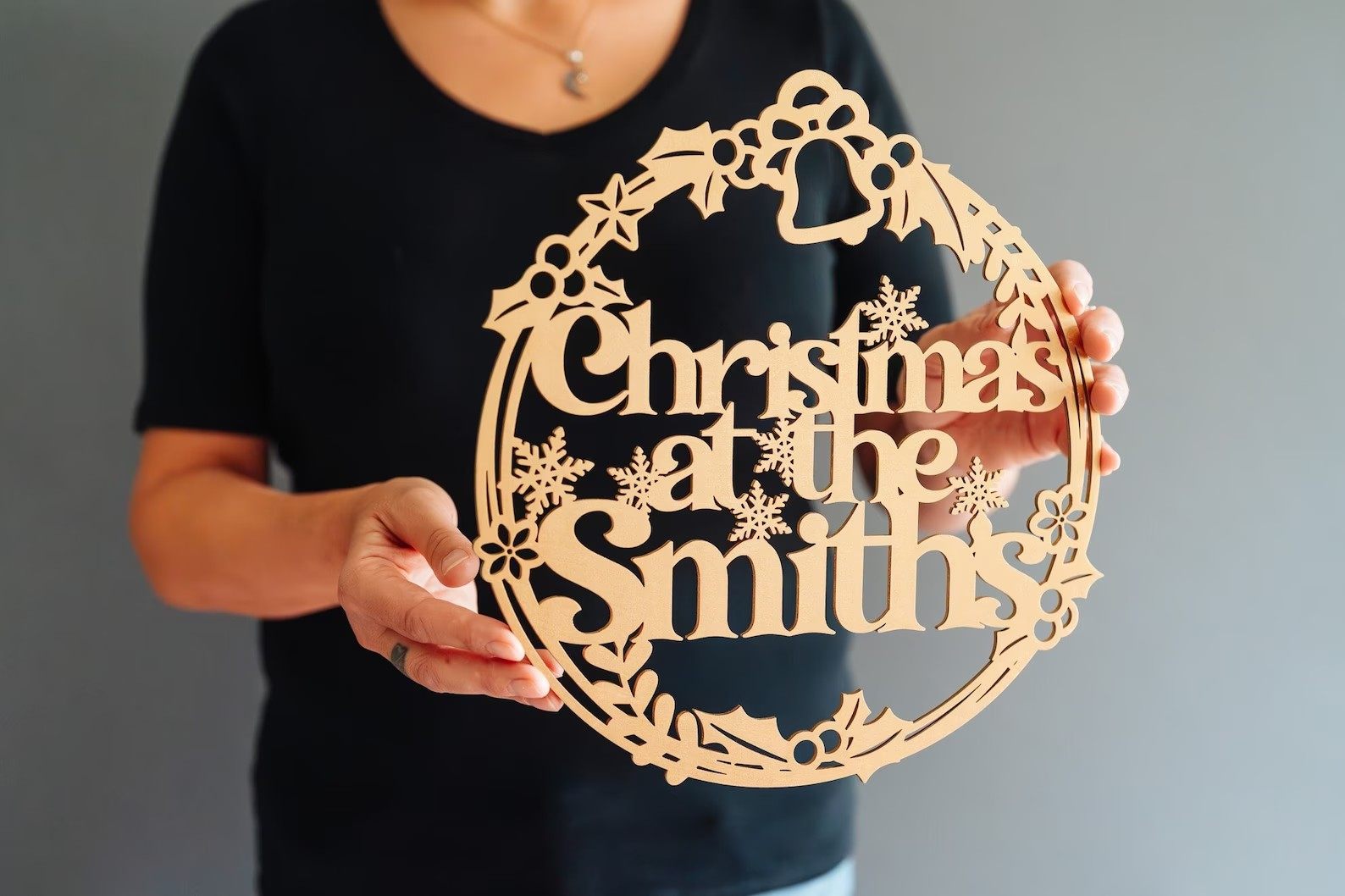 Personalised Christmas Wreath Sign定制圣诞节花木牌圣诞装饰牌
