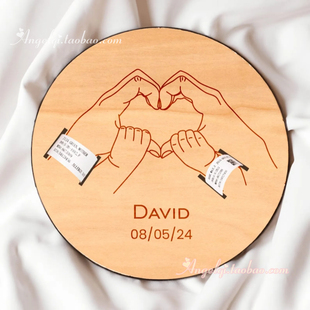 Holder定制婴儿出生信息名字牌宝宝名字木牌 Bracelet Baby Birth