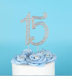 topper婚礼高档水钻蛋糕插牌生日派对装 cake 饰 Birthday Wedding