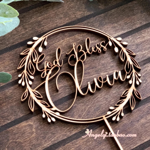 God Bless Cake Topper 定制洗礼蛋糕插牌 First Holy Communion