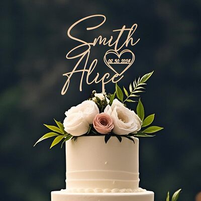 Wedding Cake Topper 婚礼蛋糕装饰 定制新娘和新郎名字蛋糕插牌