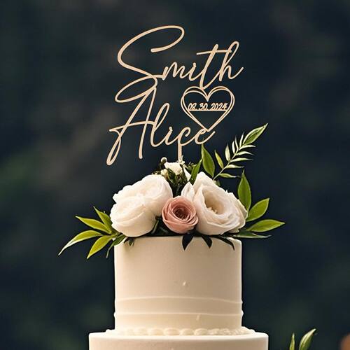 Wedding Cake Topper 婚礼蛋糕装饰 定制新娘和新郎名字蛋糕插牌