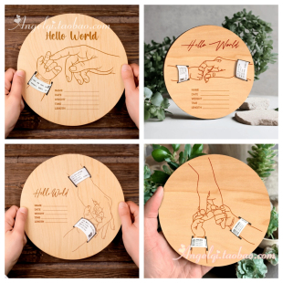 Holder婴儿出生信息名字牌宝宝出生纪念木牌 Bracelet Baby Birth