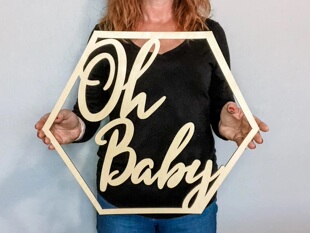 Oh Baby Sign 婴儿出生日派对布置背景牌拍照道具Babyshower Gift